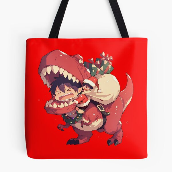Item preview, Mephisto Pheles Riding Red Dinosaur In Christmas Santa Claus Blue Exorcist Anime designed and sold by TorbenKuhano.