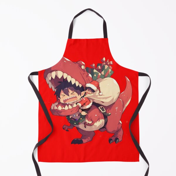 Item preview, Mephisto Pheles Riding Red Dinosaur In Christmas Santa Claus Blue Exorcist Anime designed and sold by TorbenKuhano.