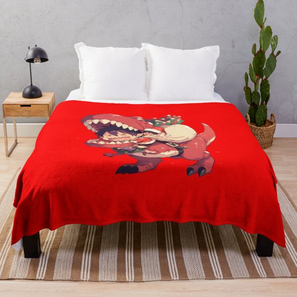 Item preview, Mephisto Pheles Riding Red Dinosaur In Christmas Santa Claus Blue Exorcist Anime designed and sold by TorbenKuhano.