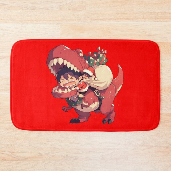 Item preview, Mephisto Pheles Riding Red Dinosaur In Christmas Santa Claus Blue Exorcist Anime designed and sold by TorbenKuhano.