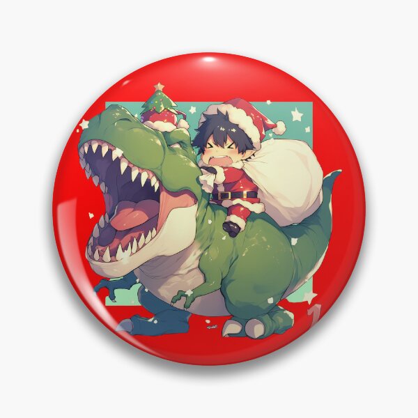 Item preview, Renzo Shima Riding Dinosaur In Christmas Santa Claus Blue Exorcist Anime designed and sold by TorbenKuhano.