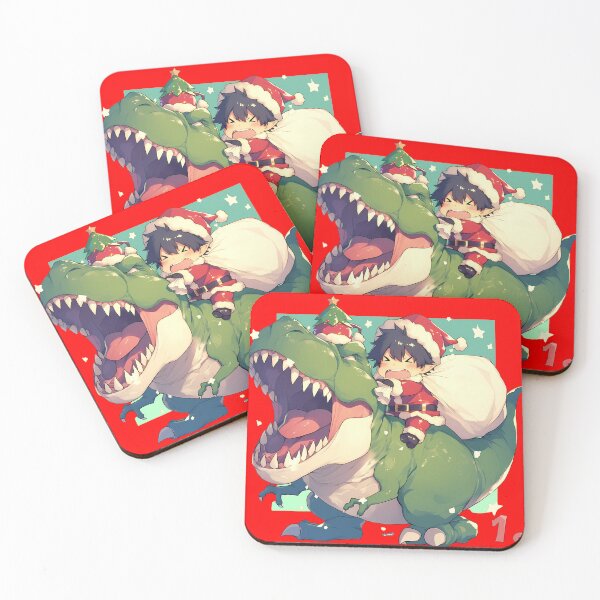Item preview, Renzo Shima Riding Dinosaur In Christmas Santa Claus Blue Exorcist Anime designed and sold by TorbenKuhano.