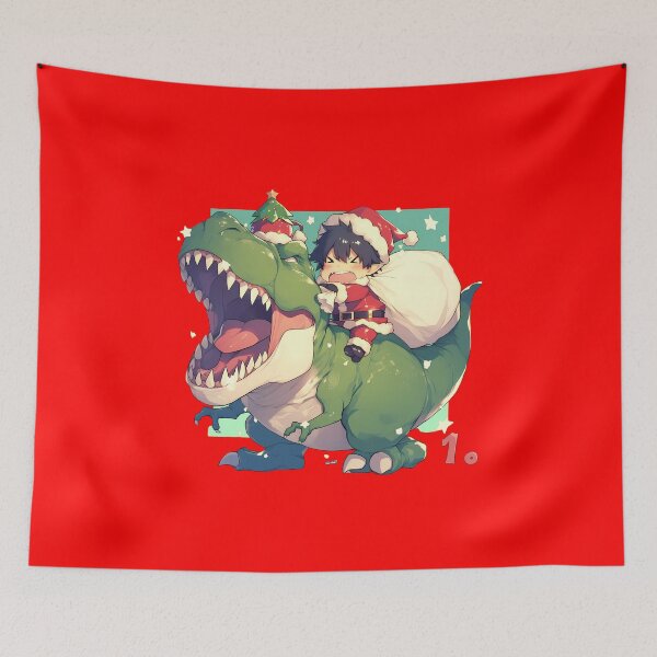 Item preview, Renzo Shima Riding Dinosaur In Christmas Santa Claus Blue Exorcist Anime designed and sold by TorbenKuhano.