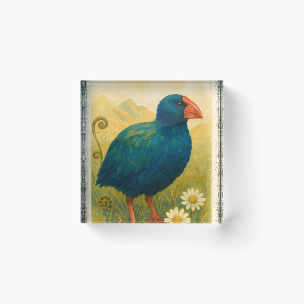 Item preview, Takahē Among Alpine Daisies – Vintage NZ Bird Art designed and sold by MvuuStudio.