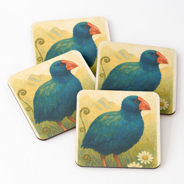 Item preview, Takahē Among Alpine Daisies – Vintage NZ Bird Art designed and sold by MvuuStudio.
