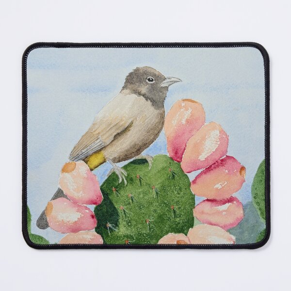 Item preview, Yellow-Vented Bulbul on Prickly-Pear Cactus designed and sold by YaelSelaArt.