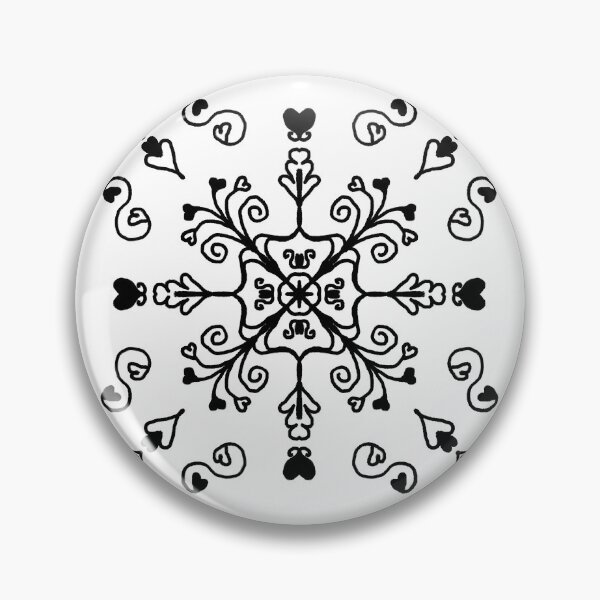 Item preview, Black and White Heart Scroll Mandala Pattern  designed and sold by TheTrendyWolff.