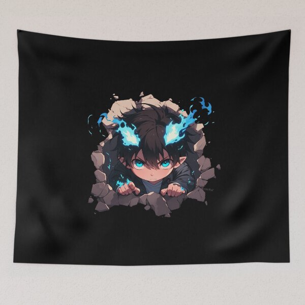 Item preview, Rin Okumura Blue Exorcist Anime Peeking With Blue Flames designed and sold by TorbenKuhano.
