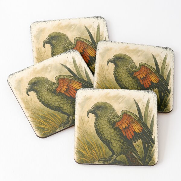 Item preview, Kea with Fiery Underwings – Alpine Parrot of Aotearoa designed and sold by MvuuStudio.