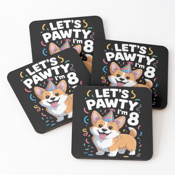 Item preview, 8 Years Old Corgi Dog Lover 8th Birthday Party designed and sold by tabdejinti.
