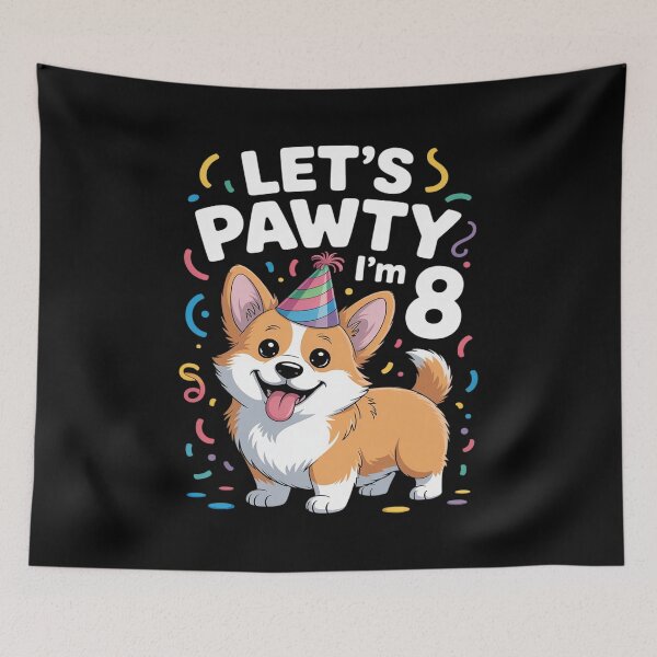 Item preview, 8 Years Old Corgi Dog Lover 8th Birthday Party designed and sold by tabdejinti.