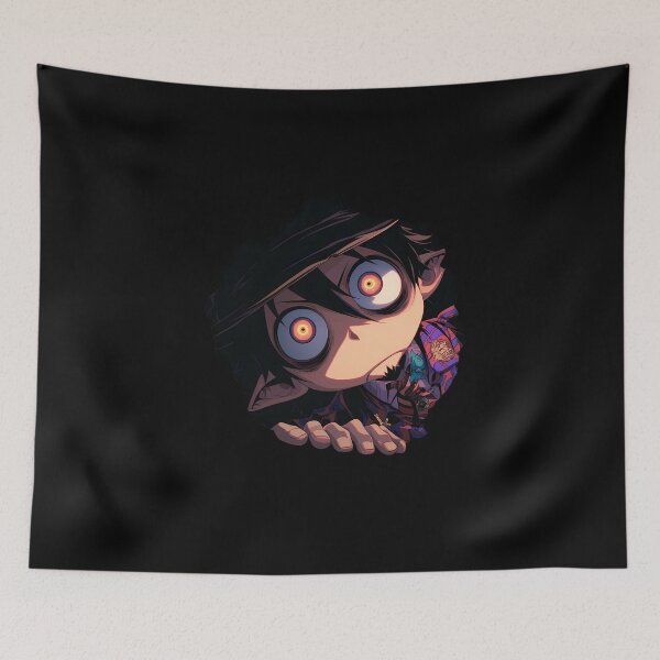 Item preview, Mephisto Pheles Blue Exorcist Anime Peeking With Crazy Smile designed and sold by TorbenKuhano.
