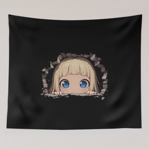 Item preview, Shiemi Moriyama Blue Exorcist Anime Girl Peeking From Stone Wall designed and sold by TorbenKuhano.