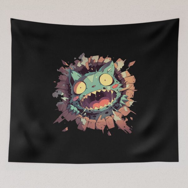 Item preview, Amaimon Blue Exorcist Anime Peeking Through Brick Wall With Wild Eyes  designed and sold by TorbenKuhano.