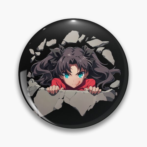 Item preview, Rin Tohsaka Fate Stay Night Anime Peeking From Cracked Wall designed and sold by TorbenKuhano.