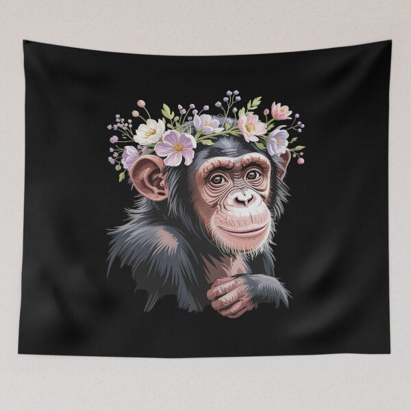 Item preview, Cute Chimp Chimpanzee Flower Crown Floral Ape Monkey Lover designed and sold by HaileyRobel.