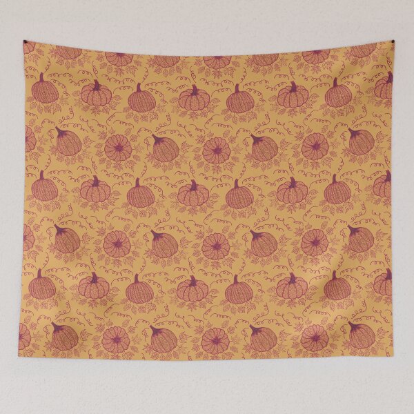 Item preview, pumpkin meadow – Mustard Autumn Leaves & Pumpkin Pattern designed and sold by k-rastory.