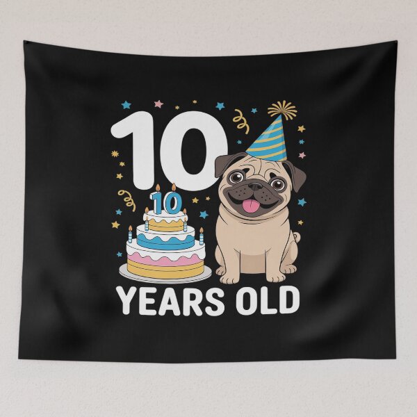 Item preview, 10 Years Old Birthday Pug Dog Lover Party designed and sold by tabdejinti.