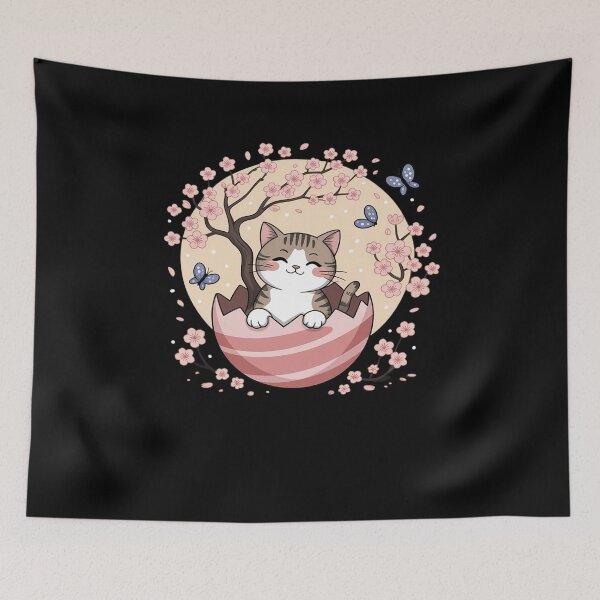Item preview, Cherry Blossom Tree Cat Japanese Aesthetic Vaporwave designed and sold by marcusry.