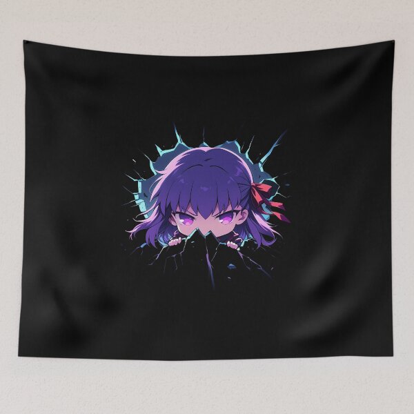 Item preview, Sakura Matou Fate Stay Night Anime Peeking With Purple Aura designed and sold by TorbenKuhano.
