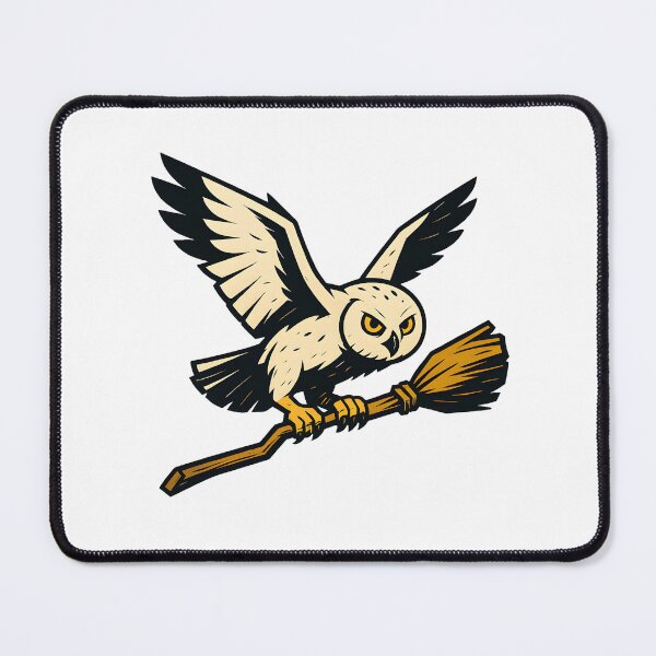 Item preview, Magical Snowy Owl on Broomstick - Wizard School Mascot Illustration designed and sold by Greemo03.