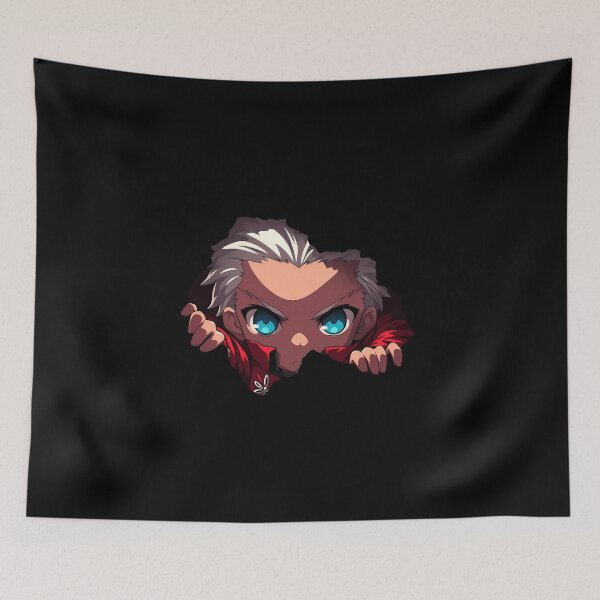Item preview, Archer Fate Stay Night Anime Chibi Kawaii Blue Eyes Red Coat Peeking designed and sold by TorbenKuhano.