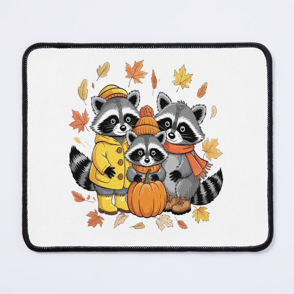 Item preview, Cute Fall Raccoon Trio Autumn Leaves Cozy Sweater Vibes designed and sold by VladoZork.