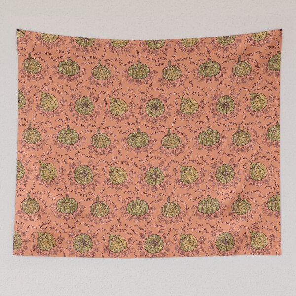Item preview, Pumpkin Meadow – Terracotta Autumn Leaves & Pumpkin Pattern designed and sold by k-rastory.