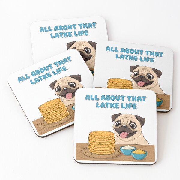 Item preview, Cute Pug Eating Latke and Applesauce designed and sold by Christopher Faxon.