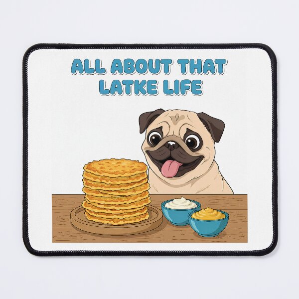 Item preview, Cute Pug Eating Latke and Applesauce designed and sold by Christopher Faxon.