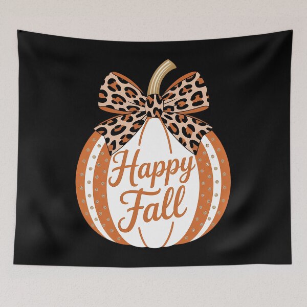 Item preview, Happy Fall Leopard Pumpkin With Bow Cottagecore Aesthetic designed and sold by HellD3vil-Art.