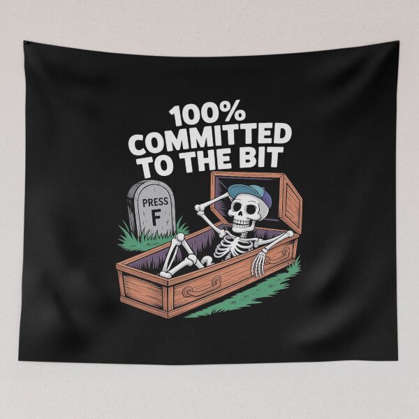 Item preview, 100% Committed to The Bit Press F Funny Humor Skeleton designed and sold by ticlitule.