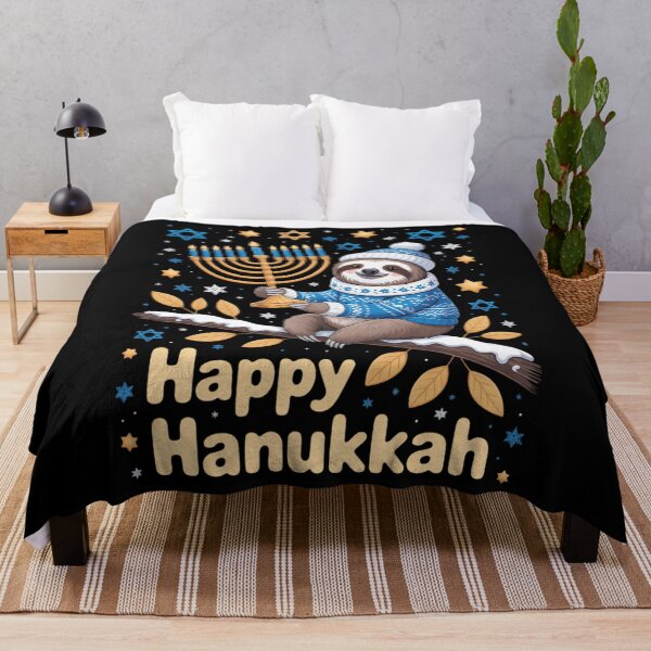 Aperçu de l'œuvre Hanoukka Paresseux Hanoukka Juive Hanoukka Dormir Pyjama Hanoukka créée et vendue par Moon-Ape.