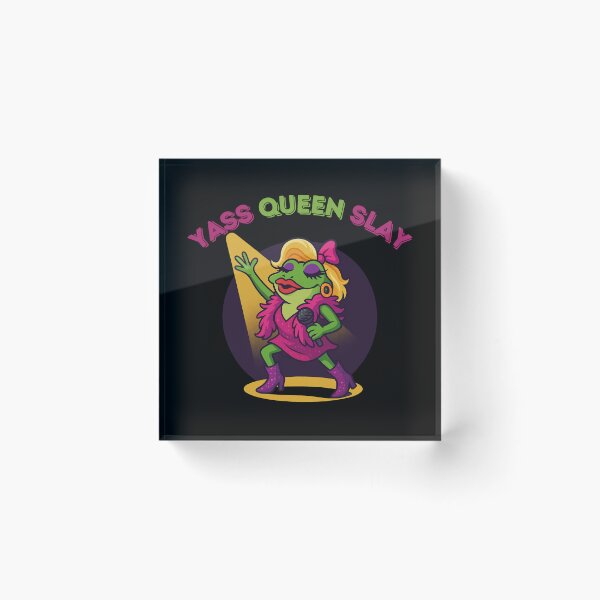 Item preview, Drag Queen Cartoon Frog Singing on Stage Saying Yass Queen Slay  designed and sold by SpokeBender.