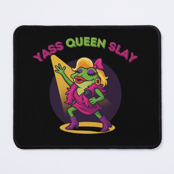 Item preview, Drag Queen Cartoon Frog Singing on Stage Saying Yass Queen Slay  designed and sold by SpokeBender.