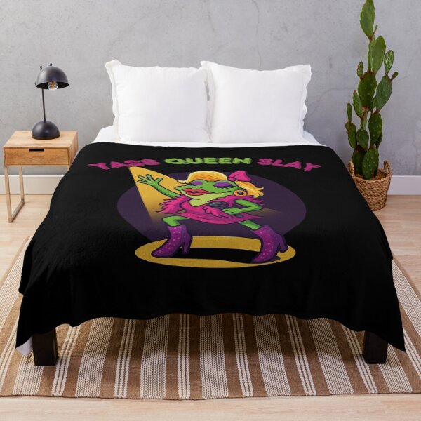 Item preview, Drag Queen Cartoon Frog Singing on Stage Saying Yass Queen Slay designed and sold by Spank My Yeti.