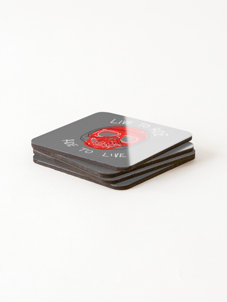 Thumbnail 4 of 5, Coasters (Set of 4), Bold Live To Ride Motorcycle Skull Graphic designed and sold by RNASstuff.
