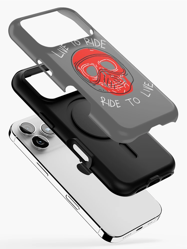 Thumbnail 2 of 4, iPhone Case, Bold Live To Ride Motorcycle Skull Graphic designed and sold by Childish by Design.