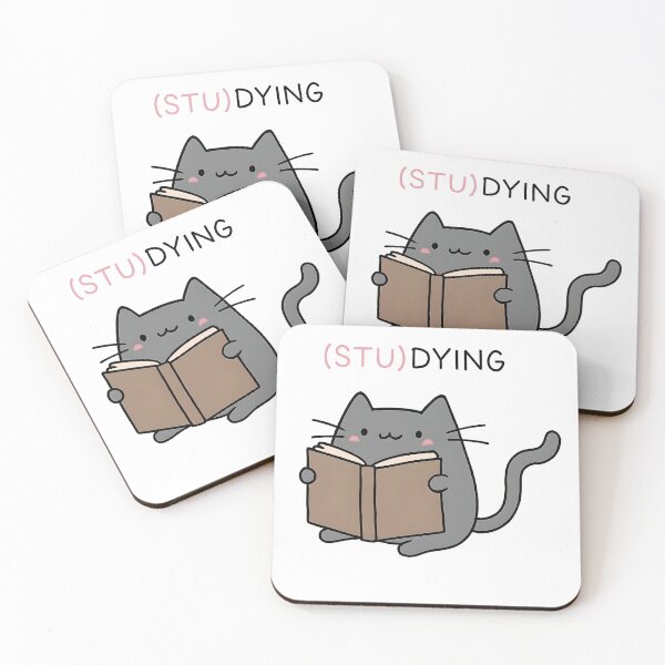 Item preview, Grey Cat Studying | Sticker Cats designed and sold by Whimsical Cat Designs.