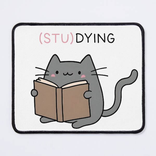 Item preview, Grey Cat Studying | Sticker Cats designed and sold by Whimsical Cat Designs.