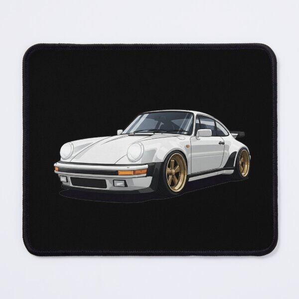 Item preview, Pristine White Widebody Classic Coupe - Golden Wheels Automotive Art Print designed and sold by nhstaruna.