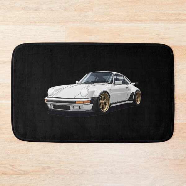 Item preview, Pristine White Widebody Classic Coupe - Golden Wheels Automotive Art Print designed and sold by nhstaruna.