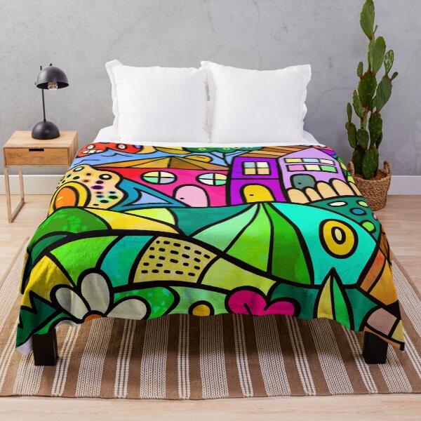 Item preview, Whimsical Doodle Drawing Colorful Houses On A Hill designed and sold by DEC02.