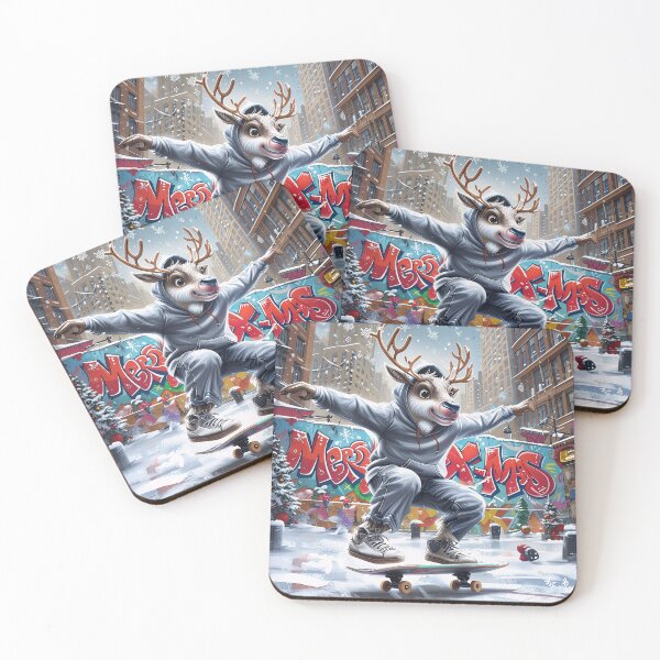 Item preview, Skater Reindeer Crew — Cool Urban Christmas Street Art — Snowy City Graffiti Holiday Art designed and sold by SmartyWonders.