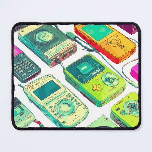 Item preview, retro computer setup with colorful pixel art icons and pop up windows evokes nostalgia for 1999. scene includes desktop, keyboard, and various vintage software elements in pastel palette designed and sold by DadGenX.
