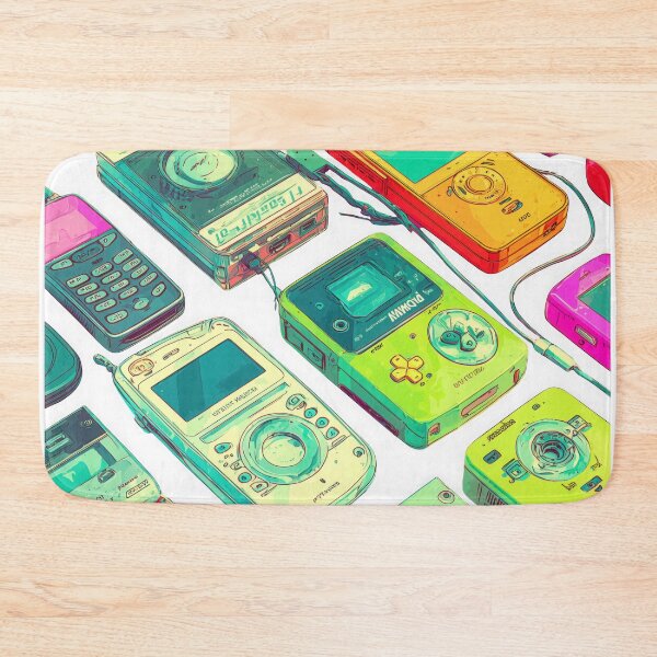 Item preview, retro computer setup with colorful pixel art icons and pop up windows evokes nostalgia for 1999. scene includes desktop, keyboard, and various vintage software elements in pastel palette designed and sold by DadGenX.