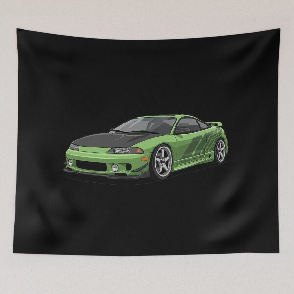 Item preview, Vibrant Green Custom Sports Compact - JDM Tuner Car Art Print designed and sold by nhstaruna.