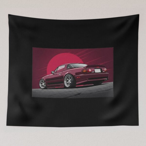 Item preview, Crimson JDM Roadster Stance - Dynamic Sunset Classic Sports Car Print designed and sold by nhstaruna.