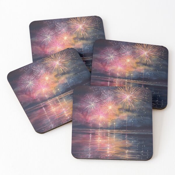 Item preview, Midnight Fireworks Over Glassy Water designed and sold by ArgentoArt.