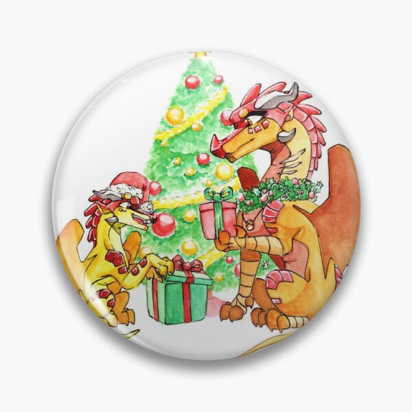Item preview, Skywing dragons celebrating Christmas with gift exchange designed and sold by HBOriginalsArt.